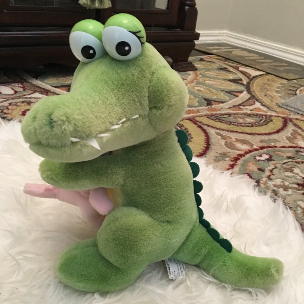 Applause Crocodile Daddy w Pink Baby Rattle Plush